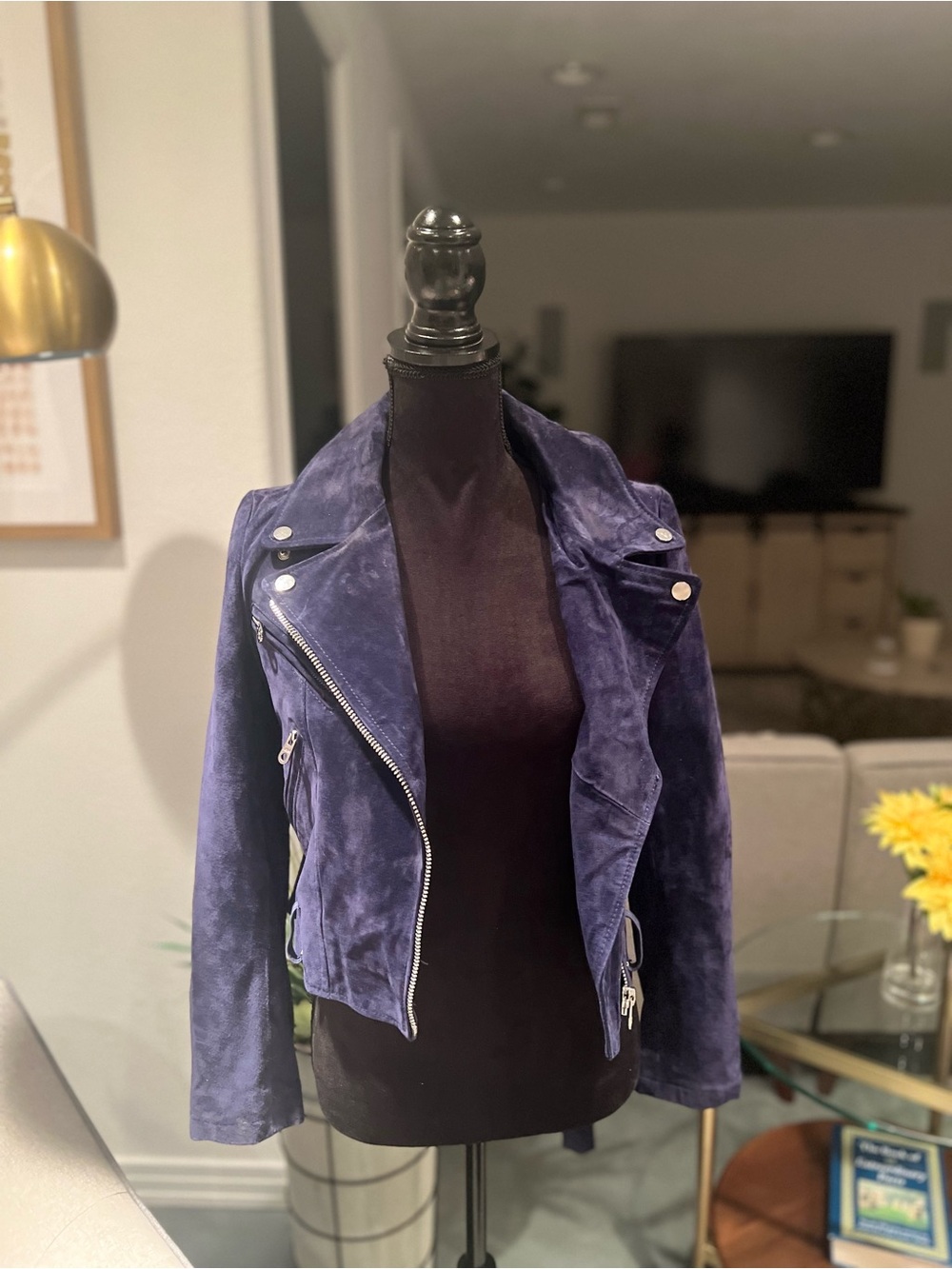 Vigoss Navy Suede Moto Jacket